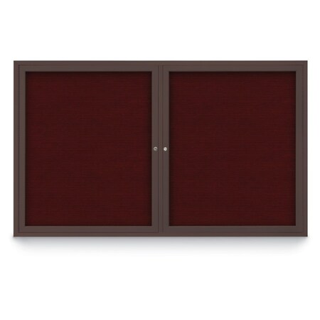 United Visual Products 96"x48" 2-Door Enclosed Outdoor Letterboard, Burgundy/Bronze UV1162DDD9648-BRONZE-BURGUN